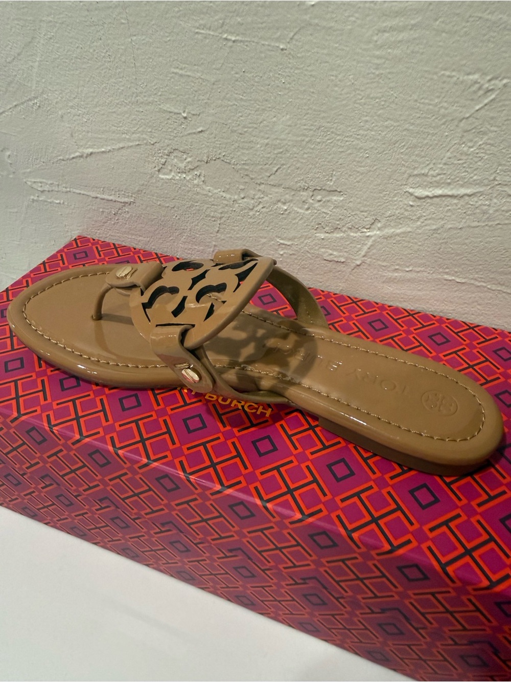 Tory Burch Tan Miller Logo Thong Sandal